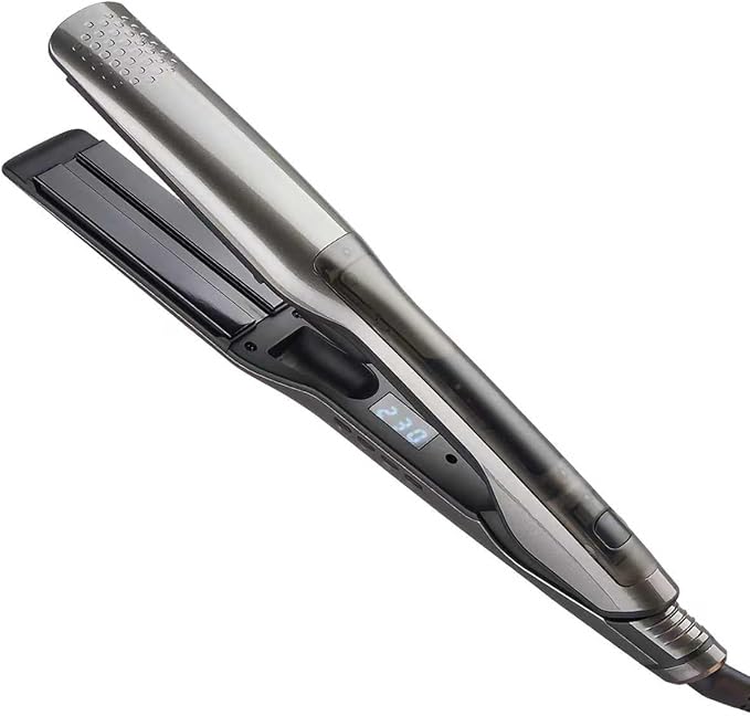 Hair Straightener and Curling Iron 2-in-1 Hair Straightener with Steam Styling Tool for Hair Straightening and Curls 2026 New Grey Ceramic Straightener and Curling Iron for Straight Curly