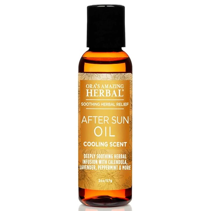 Ora's Amazing Herbal Travel Size After Sun and Shave Oil for Women & Men, Sunburn Relief, Botanical Moisturizer with Nourishing Herbs and Essential oils, Razor Burn, 2 oz with Pump