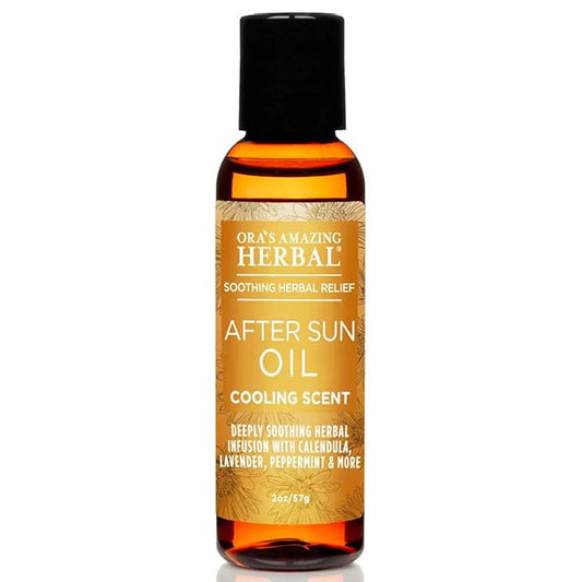 Ora's Amazing Herbal Travel Size After Sun and Shave Oil for Women & Men, Sunburn Relief, Botanical Moisturizer with Nourishing Herbs and Essential oils, Razor Burn, 2 oz with Pump