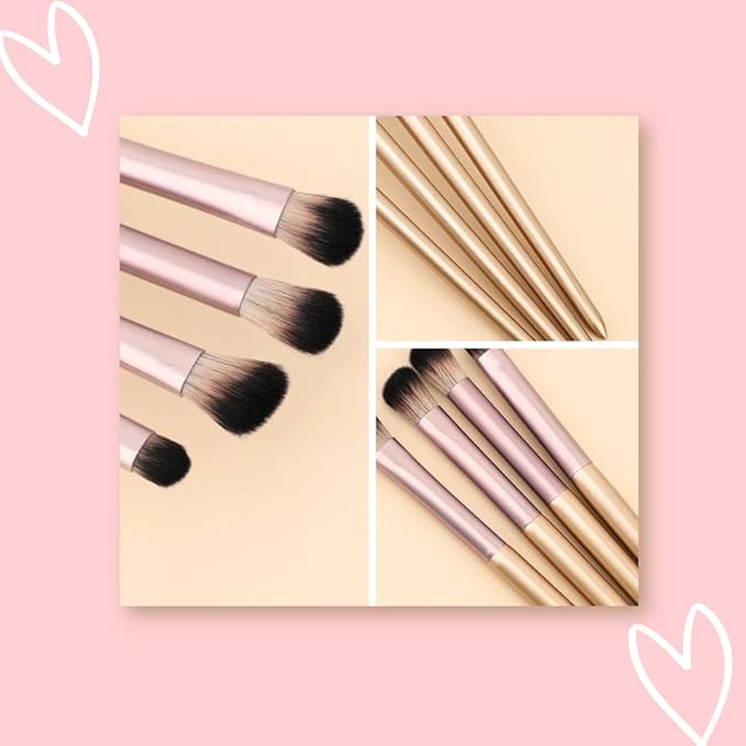 4 Soft Synthetic Eyeshadow Brush Kit - For Blending or Concealer. Eyeshadow brush set with case by aura. Eye makeup brushes and tools. Professional eyeshadow brushes. Brochas para sombra de ojos.
