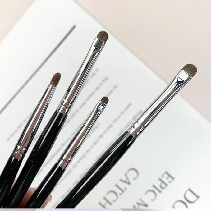 Eye Makeup Brush Set, 4 Pcs Professional Blending Eyeshadow Makeup Brushes for Concealer Eyebrows Eyeliner, Soft Hairs & Wood Handle