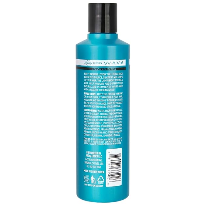 AllDay Locks Classic Wave Hair Lotion (7.7 oz) | Moisturizing & Rejuvenating Finishing Curl-Enhancer Lotion | Lightweight, Soft, High Shine | Bouncy, Silky, Fresh Bounce | 7.7 oz