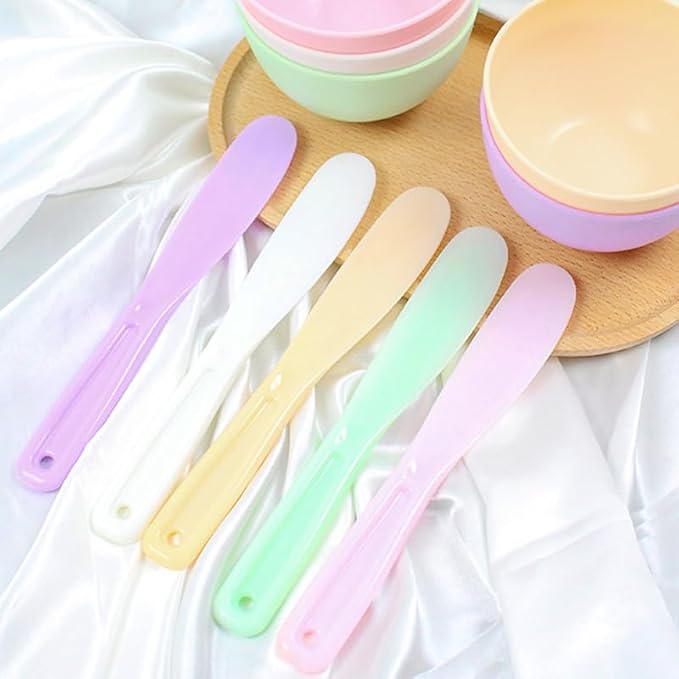 12pack Plastic Spatula for Facial Mask, Cosmetic Cream Spatulas Jelly Mud Stick Skincare Lotion Reusable Disposable Beauty Makeup Spoon for DIY Face Cream Mixing Sampling Waxing, 6 Colors