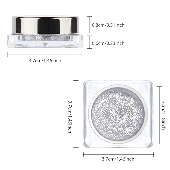 Single Cream Glitter Eyeshadow, Shimmer Eyeshadow Palette, Korean Eye Glitter Makeup, Ultra-Blendable, Sparkle Silver Eye Shadow, Single Shade Metallic Pigmented (Silver)