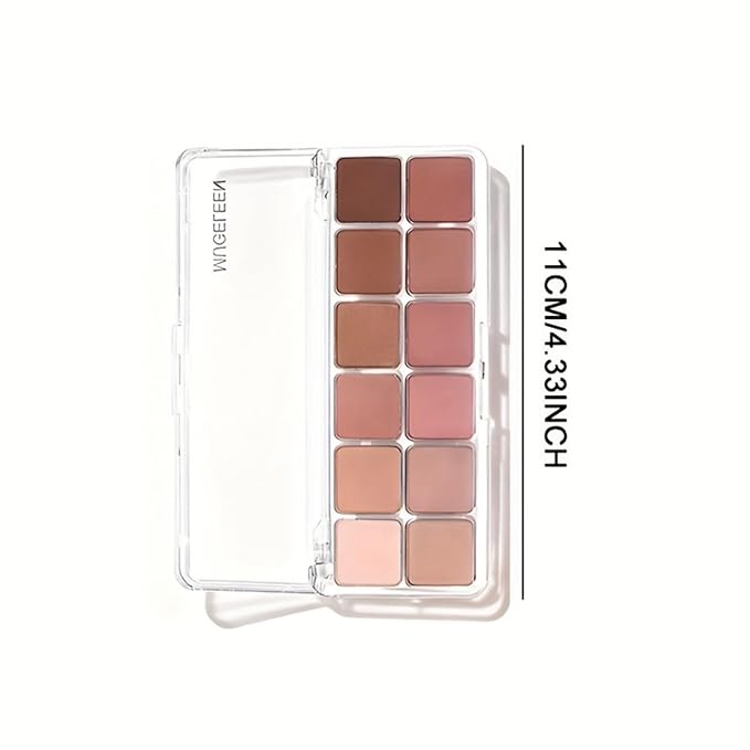 12 Color Eye Shadow Palette Matte Shimmer Eyeshadow Palette with 8 Soft Brushes Blendable Eye Shadow for Women Makeup Palette