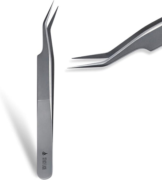 Stacy Lash STL-7 Curved Eyelash Extension Tweezers/Supplies for False Lashes Isolation & Volume Extensions/Precision Applicator Tool/Beauty Accessories/Sharp Tweezer Tip/Eyelashes Tools