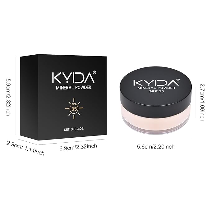 KYDA Mineral Powder, SPF 35 Translucent Loose Setting Powder with Micro-fine Pearl, Sheer Coverage, Weightless Oil Free, Blurring Finishing, Extend Base Makeup, 0.28 oz, Veil Translucent