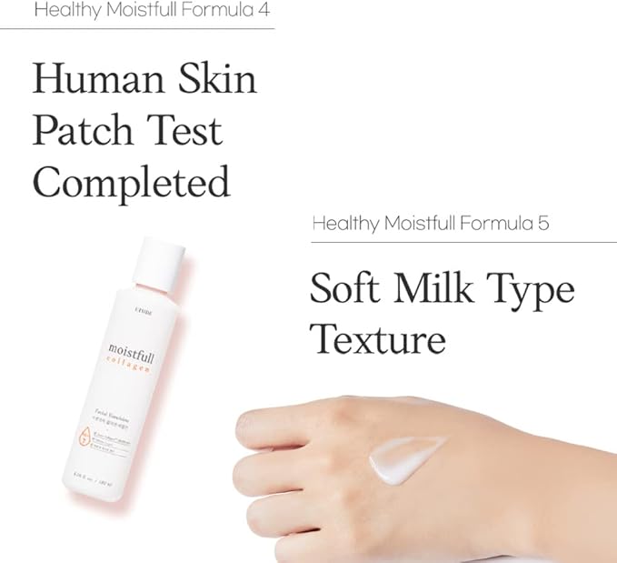 Etude Moistfull Collagen Facial Emulsion, Face Moisturizer, Super Collagen Water, Lupinus Albus Protein, Soft Milk Type Texture, Human Skin Patch Test Completed, Korean Skin Care, Beauty (6.08 Fl Oz)