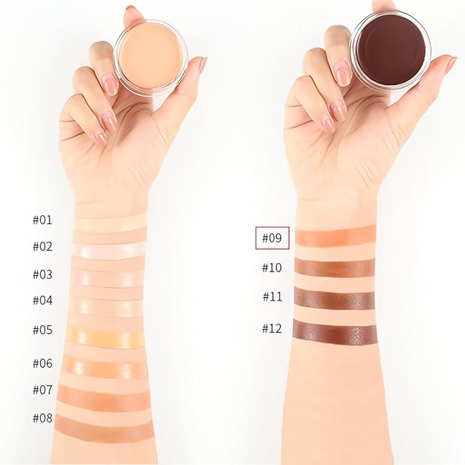 Kaely Cream Pot Concealer Full Coverage Makeup Set, Under Eye Brightener Color Correcting Concealer for Dark Circles, Waterproof Foundation Palette with Brush, Eye Ring Corrector de ojeras, 09