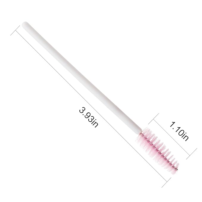 300 Pcs Disposable Mascara Wands,Eyelash Brushes,Spoolie Brush for Eyelash Extensions Makeup Applicator Tool Bulk, White/Pink
