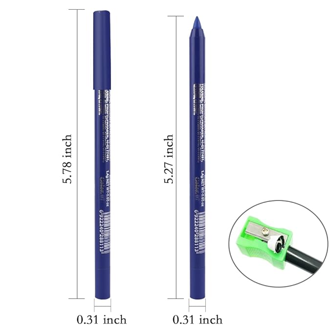EVPCT 3Pc Shimmer Emerald Green & Shimmer Royal Blue & Green Gel Glitter Eyeliner Pencils Set - Waterproof, Smudge Proof Eye Liner Makeup - 06, 07, 12