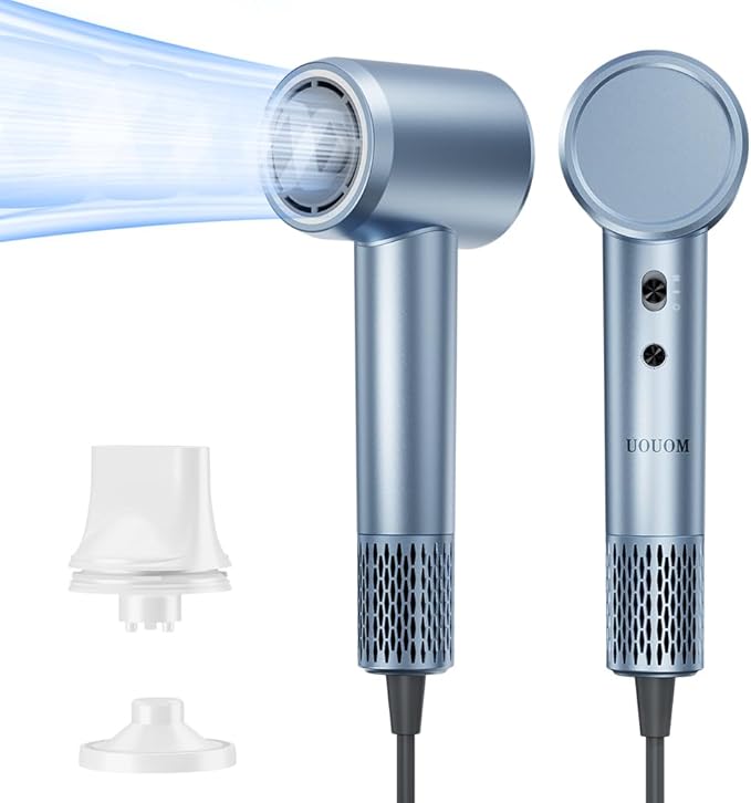 Hair Dryer,120 Million Negative Ions High-Speed & Low Noise Blow Dryer for Fast Drying, Thermo-Control Quiet Compact Hair Blow Dryer with Magnetic Styling Nozzle for Students and Home(Blue)