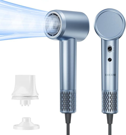 Hair Dryer,120 Million Negative Ions High-Speed & Low Noise Blow Dryer for Fast Drying, Thermo-Control Quiet Compact Hair Blow Dryer with Magnetic Styling Nozzle for Students and Home(Blue)