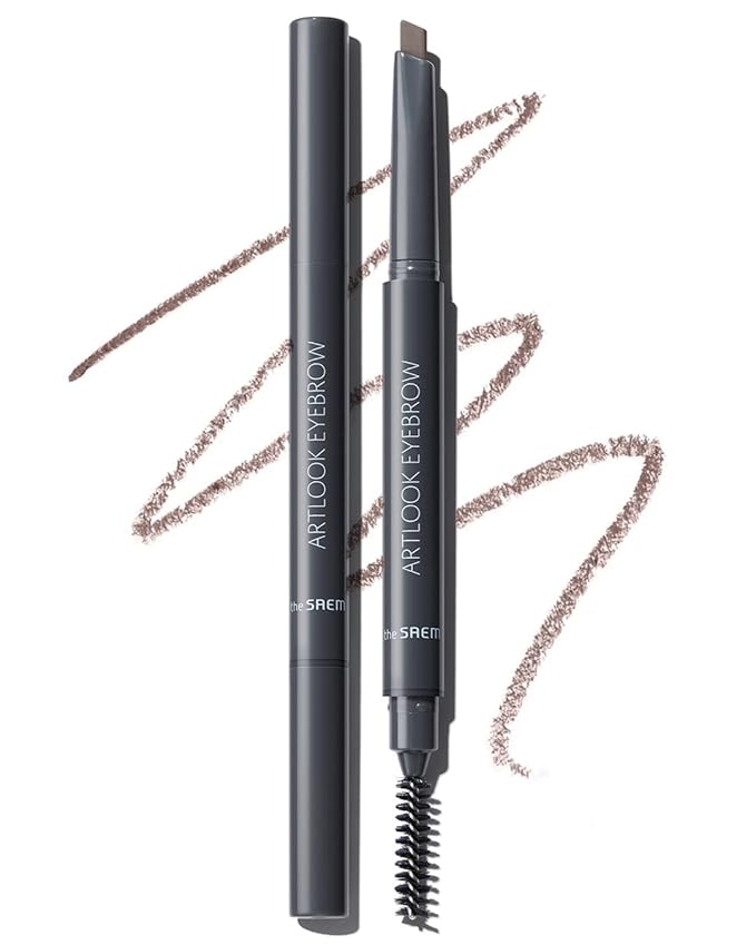 THESAEM Artlook Eyebrow Definer with Spoolie Brush 05 Natural Brown - Long Lasting Eyebrow Pencil for Soft Textured Eyebrow Makeup with Vitamin E