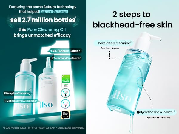 ilso Super Melting Sebum Cleansing Oil, Watery Oil Type, Sensitive Skin Face Wash, Makeup Blackhead Remover, Korean Skin Care 6.75 fl oz (200ml)