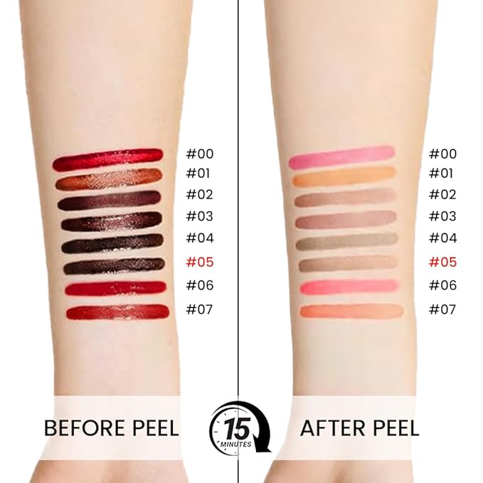Dark Brown Liquid Matte Lip Liner Stain Peel Off with Tweezer, Long Lasting, Waterproof Matte Lipstick Lip Gloss Tattoo for Women, Transfer-prof Lip Tint Makeup for All Skin Types 05#