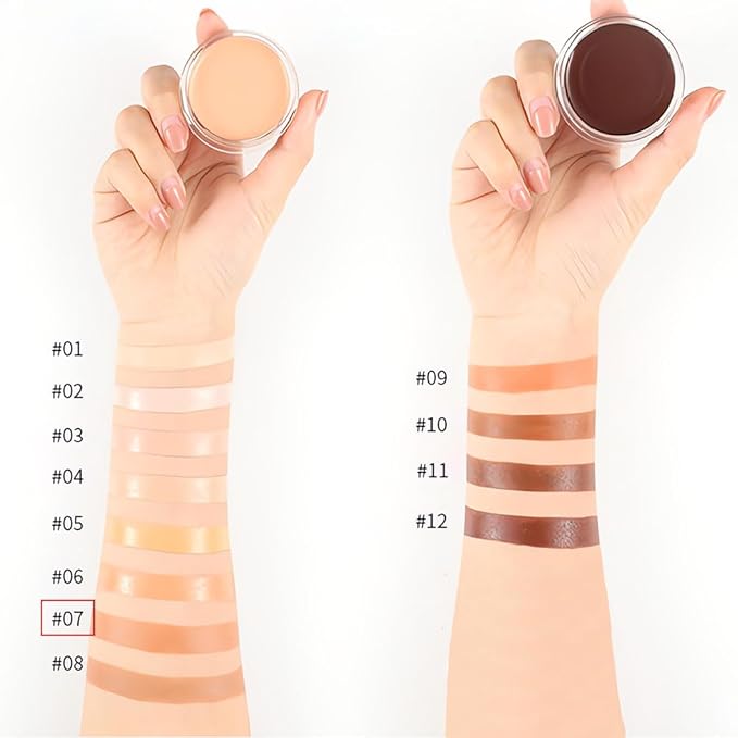 Kaely Cream Pot Concealer Full Coverage Makeup Set, Under Eye Brightener Color Correcting Concealer for Dark Circles, Waterproof Foundation Palette with Brush, Eye Ring Corrector de ojeras, 07