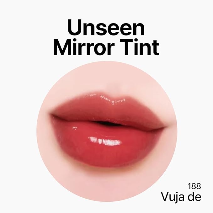 Unseen Mirror Lip Tint, High-Gloss, Non-Sticky, Long-Lasting Stain, Blendablem, Clear Shades 3.5g (Vuja De, 1 OZ)