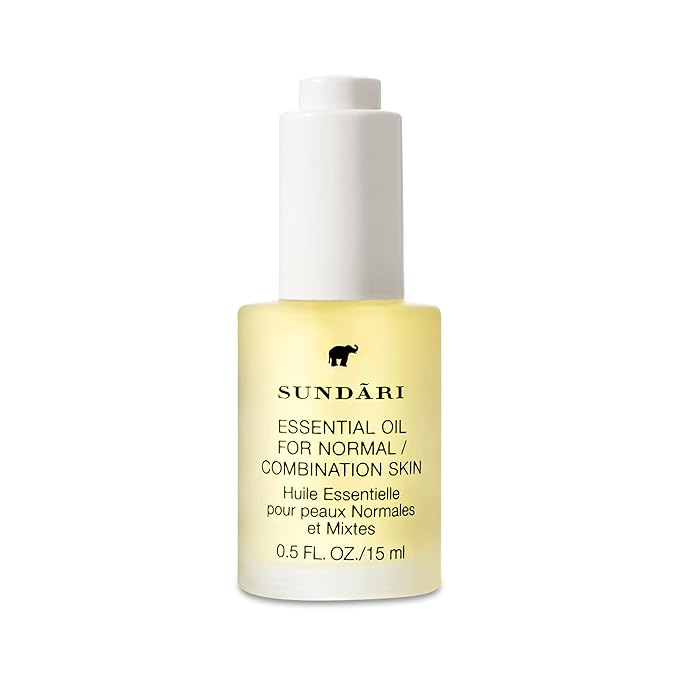 SUNDARI Essential Oil for Normal/Combo Skin, 0.5 Fl Oz, Jasmine & Ylang Ylang, Balances Sebum, Purifies for Radiant Glow, Anti-microbial Acne Control