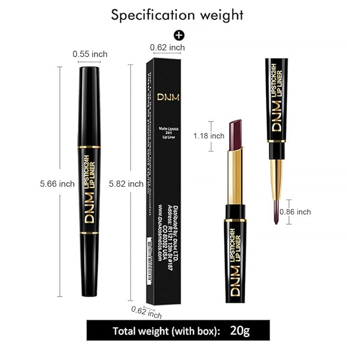 evpct 1Pcs Nude Beige Brown Matte Lip Liner and Lipstick Set Kit for Women, 24 Hour Waterproof, Dual-Ended Lipstick and Lip Liner Combo
