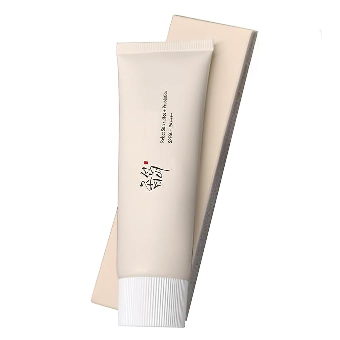 Relief Sun Organic sunscreen SPF50,+++++PA++ Rice and Probiotics | Korean Skin Care Solution for All Skin Types | Nourishing Skin Protection and UV Defense 50ml（1Pcs）