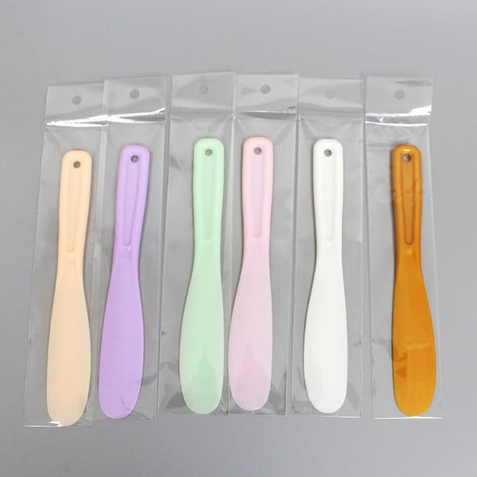 12pack Plastic Spatula for Facial Mask, Cosmetic Cream Spatulas Jelly Mud Stick Skincare Lotion Reusable Disposable Beauty Makeup Spoon for DIY Face Cream Mixing Sampling Waxing, 6 Colors
