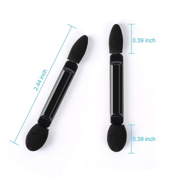 Professional Double Head Eyeshadow Brushes Cosmetic Tool 50 Pcs Disposable Dual Sides Eyeshadow Sponge Brushes Makeup Applicator, (Size: 2.44 inch, Color: Black)