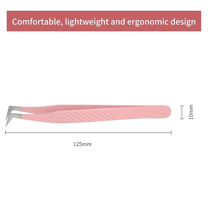 Lash Extension Tweezers Stainless Steel Volume Lash Tweezers Curved Precision Tweezers 90 Degree Angle Boot Great for Larger Fans Eyelash Extension Tweezers Professional