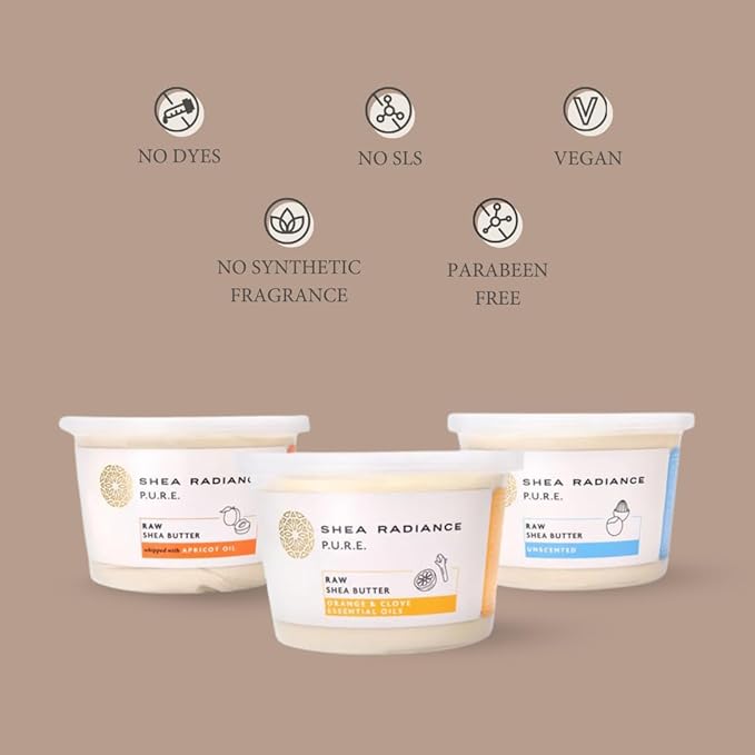Shea Radiance P.U.R.E Raw Shea Butter | 100% Natural & Unrefined Body Butter | Soothes, Softens, & Increases Collagen | Long Lasting Moisture | Moisturizer for Sensitive Skin | Orange & Clove (14 oz)
