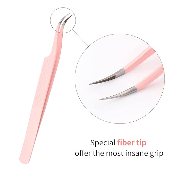 Eyelash Extension Tweezers FADLASH Volume Lash Tweezers Precision Curved Tip Lash Extension Tweezers Isolation & Volume Techniques Professional Application Tools