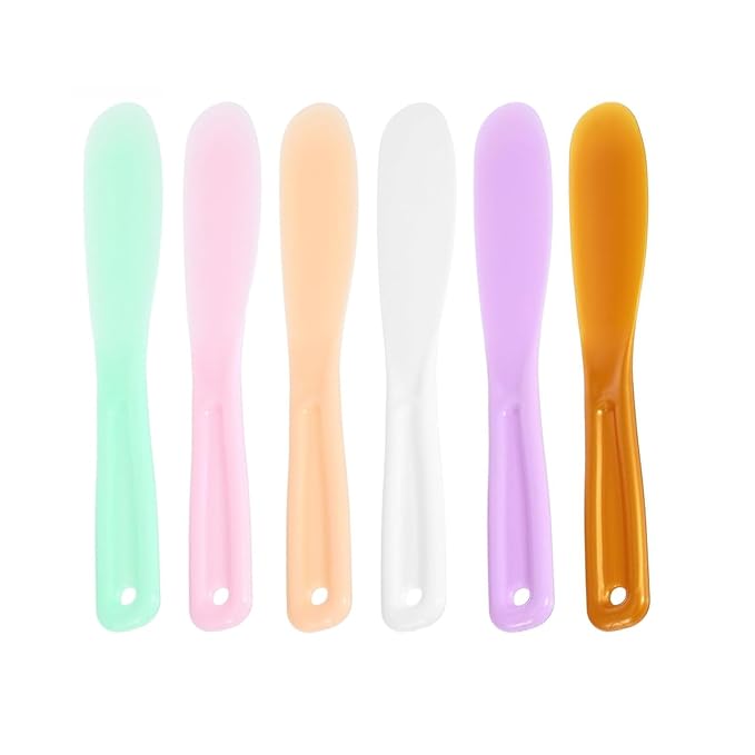 12pack Plastic Spatula for Facial Mask, Cosmetic Cream Spatulas Jelly Mud Stick Skincare Lotion Reusable Disposable Beauty Makeup Spoon for DIY Face Cream Mixing Sampling Waxing, 6 Colors