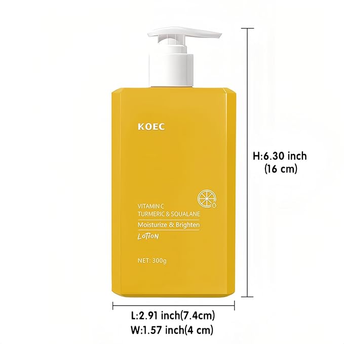 Turmeric & Vitamin C Cream Body Lotion for Dry, Dull Skin, 300 milliliters | Moisturizer Firming, Refreshing, Non-sticky - Scented Glow Body & Face Lotion, 24 Hour Moisture Milk Skin