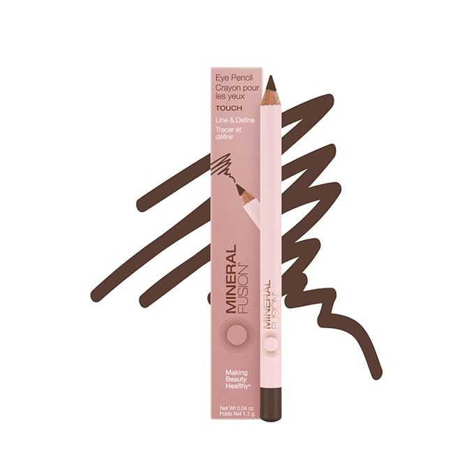 Mineral Fusion Eye Pencil, Dark Brown Eyeliner with Soothing Chamomile, Meadowfoam & Vitamin E, Velvety Smooth, Hypoallergenic Eye Makeup to Line & Define, Long-Lasting Eyeliner Pencil, Touch, 0.04 Oz