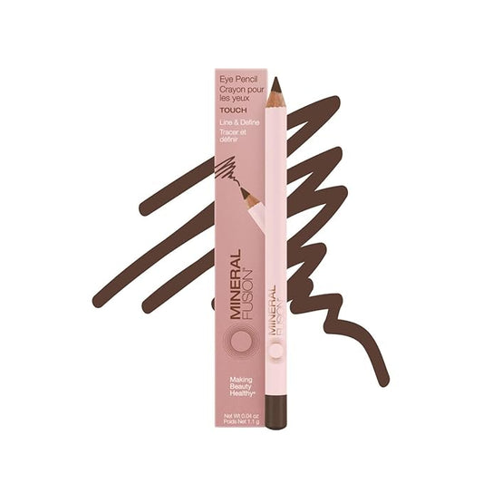 Mineral Fusion Eye Pencil, Dark Brown Eyeliner with Soothing Chamomile, Meadowfoam & Vitamin E, Velvety Smooth, Hypoallergenic Eye Makeup to Line & Define, Long-Lasting Eyeliner Pencil, Touch, 0.04 Oz