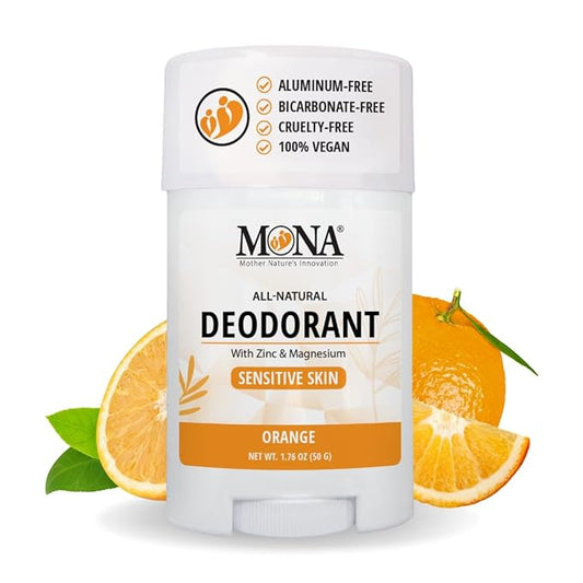 MONA BRANDS All Natural Deodorant For Women & Men | For Sensitive Skin | No Aluminum or Baking Soda | (ORANGE 1.76 Oz)