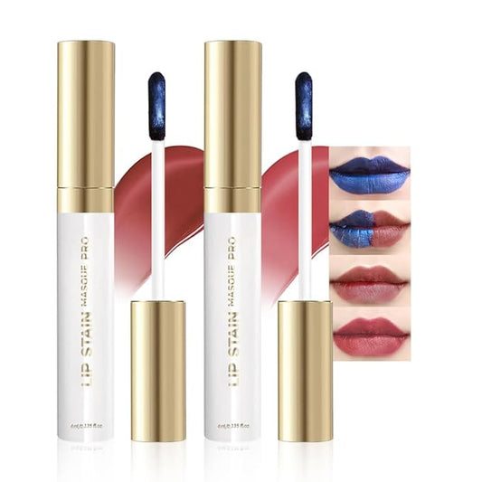 Matte Lip Stain Wipe Off Masque - Peel Off Lip Stain Tattoo,Lip Gloss for All Skin Types, Peel Off Lip Liner Stain Tattoo Long-Lasting Proof Waterproof Smudge(2#+9#, 2Count (Pack of 1))