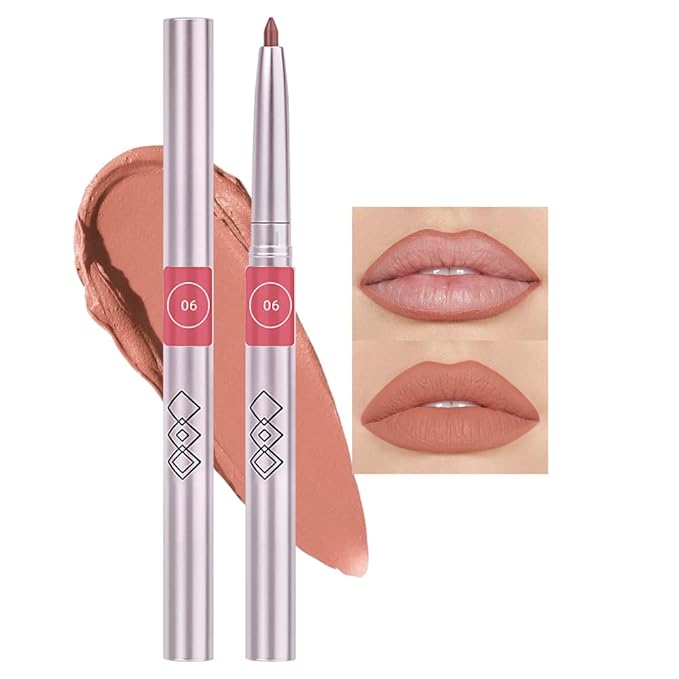 Matte Peach Red Retractable Lipliner Pencil, Highly-Pigmented lip pencil, Long Lasting Waterproof Makeup Crayon for Lip Liner and Eye Liner, Smooth and Creamy, Rich Colors, Smooth Application, 06#
