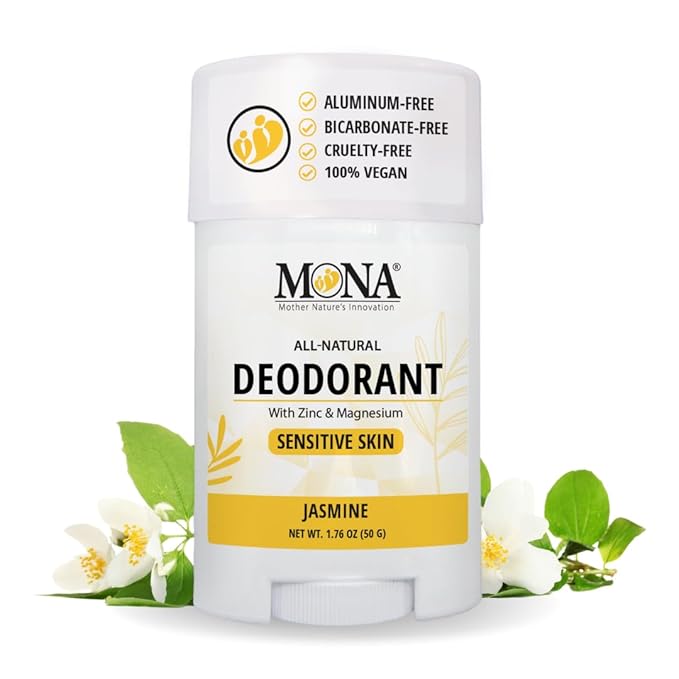 MONA BRANDS All Natural Deodorant For Women & Men | For Sensitive Skin | No Aluminum or Baking Soda | (JASMINE 1.76 Oz)