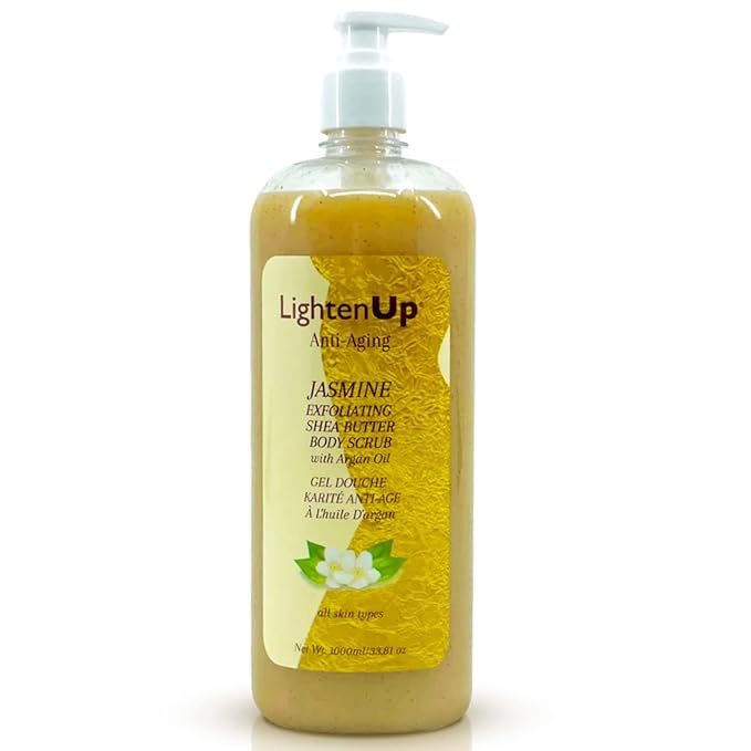 OMIC Lighten-Up Exfoliating Body Wash - 33.8 Fl oz / 1000 ml - Formulated to Exfoliate and to Nourish Skin, with Shea Butter, Jasmine Oil Argan Oil