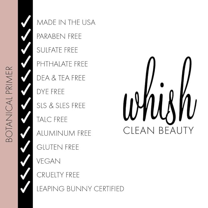 Whish Botanical Primer with Bakuchiol - Minimizes Pores, Wrinkles & Evens Skin Tone With Natural Retinol Alternative - Hydrating Makeup Primer For All Skin Types - Paraben & Sulfate Free - 2 oz