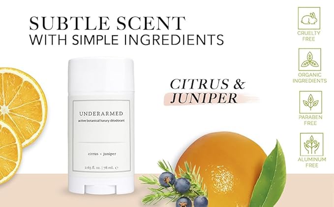 Super Natural Goods Citrus + Juniper Aluminum-Free Deodorant Stick, 3-Month Supply, 100% Natural, Vegan, Cruelty-Free