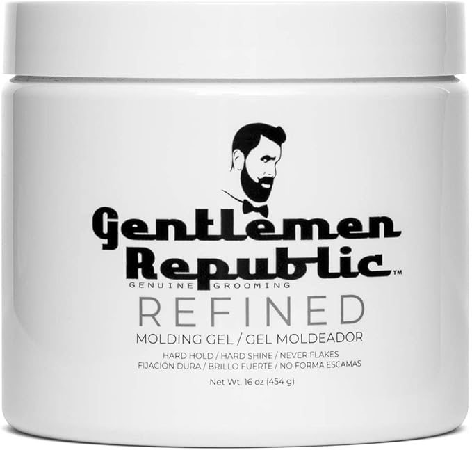 Gentlemen Republic Refined Hair Gel for Men 16oz - Professional Formula for 24 Hr Shine and Strong Hold, Humidity Resistant Styling Gel for hair, 100% Alcohol-Free and Never Flakes, Made in USA - 2pk