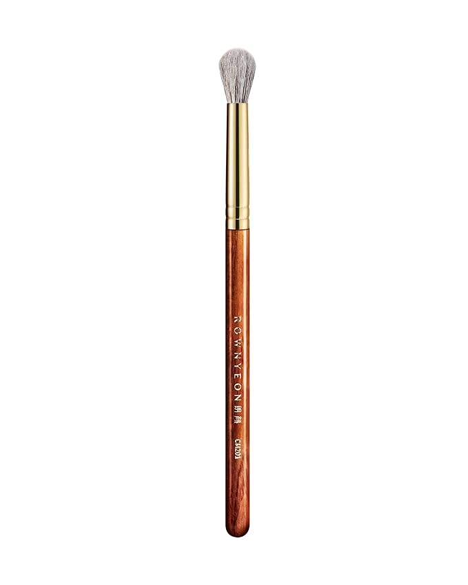 Desert Oak Series BlendFluff Crease Blender - Natural Goat Hair Eyeshadow Brush for Soft Blending, Luxury Bubinga Wood Handle (CM 201)