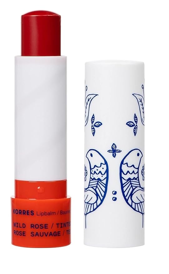 KORRES Lip Butter Stick Wild Rose Tinted Hydrating Lip Balm with Greek Hypericum Balsam Oil, Moisturizing Natural Shine & Subtle Tint for Soft Smooth Lips, Lip Care for Women & Men, 0.17 Oz Stick