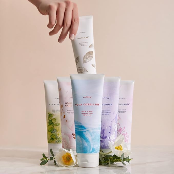 Thymes Kimono Rose Body Scrub - Body Exfoliator for Skin Care Routine - Moisturizing and Exfoliating Body Scrub, Face Scrub, Foot Scrub (7 Fl Oz)
