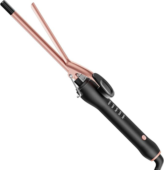 3/8 Inch Small Curling Iron Wand for Short & Long Hair, Ceramic Small Barrel Curling Iron 9mm Thin Curling Wand for Tight Curls with 5 Adjustable Temperature, Heat Resistant Glove Included