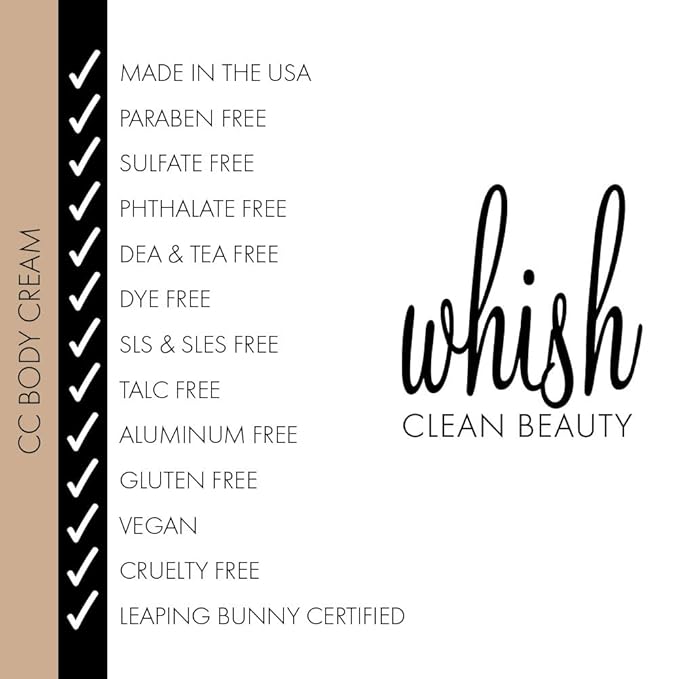 Whish Coconut Milk & Verbena CC Body Cream - Color Correcting Moisturizer with Shea Butter & Aloe - Leaves Skin With An Instant Glow - Paraben & Sulfate Free - 5 fl oz