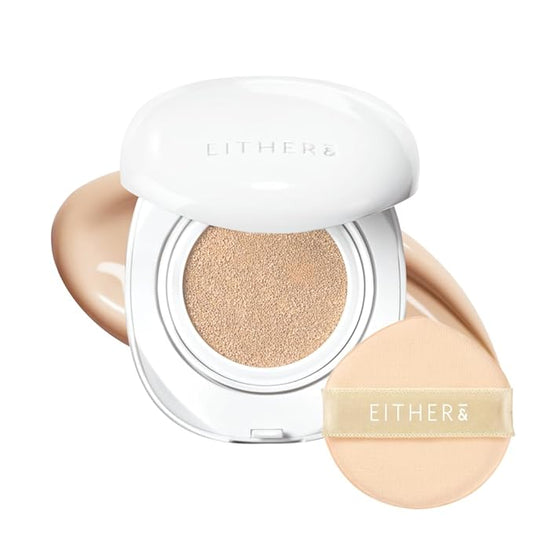 EITHER& Glow Pixel Cushion Foundation | Skincare-Infused Glow Finish, Lightweight, Pore Blurring, Long-Lasting Coverage, Korean Beauty (22.5P Dawn)