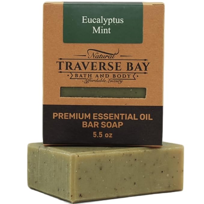 Traverse Bay Bath and Body Natural Cold Process Soap His & Hers 4-Bar Variety Pack, Brown Windsor, French Lavender, Eucalyptus Mint, Bergamot Rose, 5.5 oz Each, 22+ oz Total