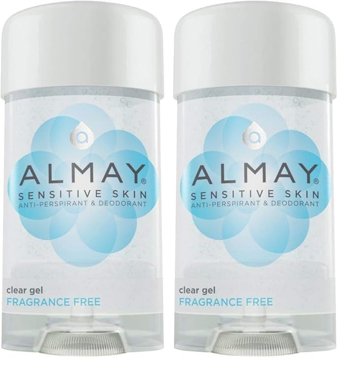 Almay Deodorant for Women, Gel Antiperspirant, Hypoallergenic, Dermatologist Tested for Sensitive Skin, Fragrance Free, 2.25 Oz (Pack of 2)